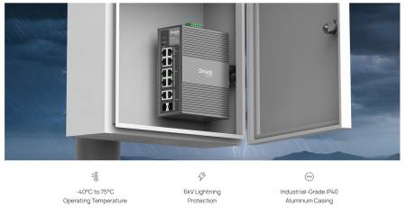 10-портов гигабитов индустриален лесно управляем комутатор TP-Link Omada IES210GPP с 6 PoE+ порта и 2 PoE++ порта