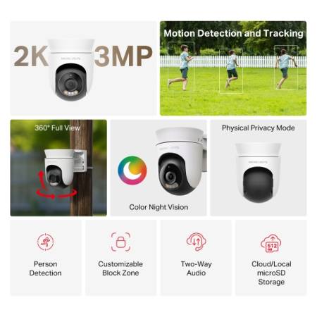 Външна охранителна камера Wi-Fi Pan/Tilt Mercusys MC510