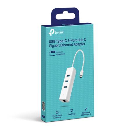 USB Type-C 3-портов хъб и гигабитов Ethernet адаптер TP-Link UE330C
