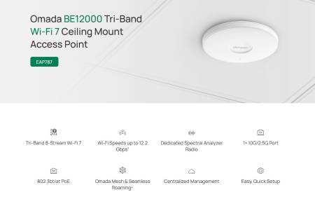 Точка за достъп TP-Link Omada EAP787 трибандова Wi-Fi 7 BE12000