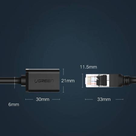 Мрежов кабел Ugreen Ethernet RJ45 Cat 6 FTP 1000Mbps 2м (NW112 11281) - черен