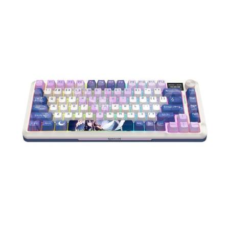 Геймърска Bluetooth и безжична механична геймърска клавиатура Redragon Flekact Pro K708AK-RGB-PRO с RGB осветление - бяла/аниме