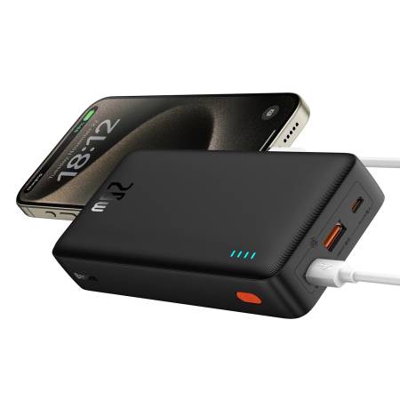 Външна батерия Baseus Airpow 20W 20000mAh с кабел Baseus Simple Series USB-A - USB-C 50 см P10022804113-00 - Черна