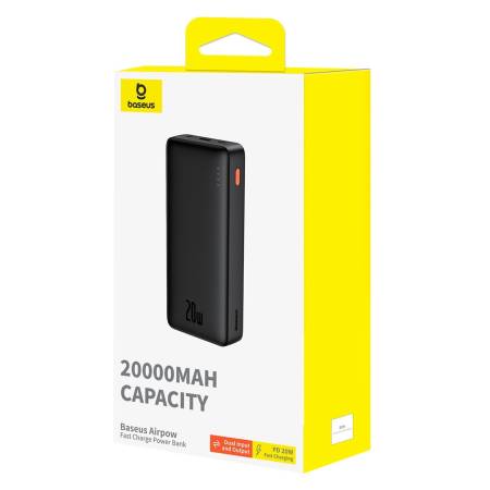Външна батерия Baseus Airpow 20W 20000mAh с кабел Baseus Simple Series USB-A - USB-C 50 см P10022804113-00 - Черна