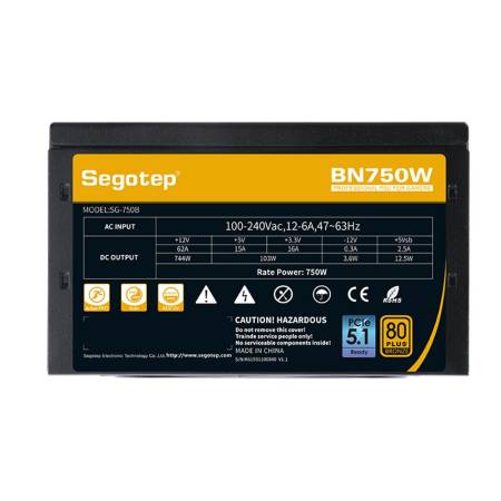 Захранващ блок Segotep BN750W V2 750W 80PLUS Bronze PCIE 5.1 ​​- черен