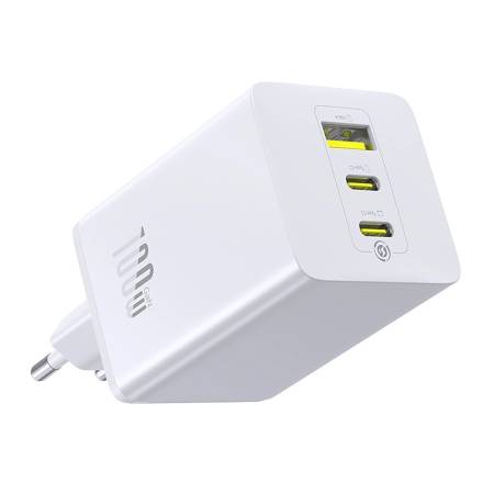 Зарядно устройство Baseus EnerFill FE11 2× USB-C / USB-A 100W  – бяло