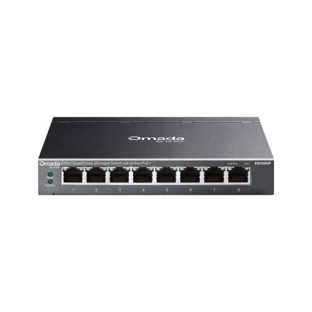8-портов гигабитов лесно управляем комутатор TP-Link Omada ES208GP с 8 PoE+ порта
