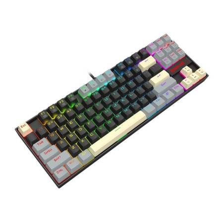 Механична геймърска клавиатура Redragon Kumara K552LGY-RGB с RGB осветление с Red switches - черна със сиво