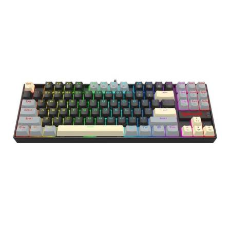 Механична геймърска клавиатура Redragon Kumara K552LGY-RGB с RGB осветление с Red switches - черна със сиво