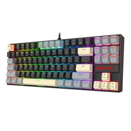 Механична геймърска клавиатура Redragon Kumara K552LGY-RGB с RGB осветление с Red switches - черна със сиво
