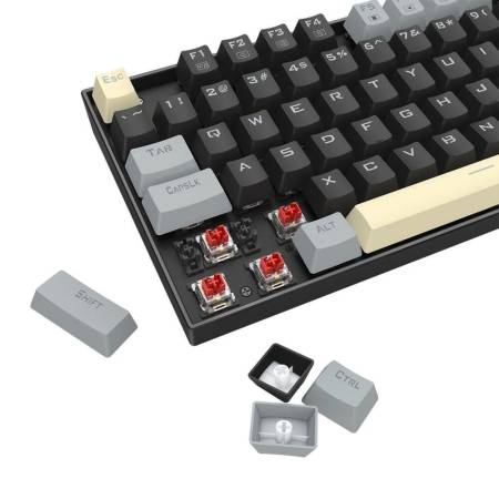 Механична геймърска клавиатура Redragon Kumara K552LGY-RGB с RGB осветление с Red switches - черна със сиво