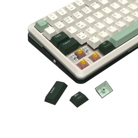 Bluetooth и безжична механична геймърска клавиатура Redragon Flekact Pro K708WLG-RGB-PRO с RGB осветление - бяло със зелено