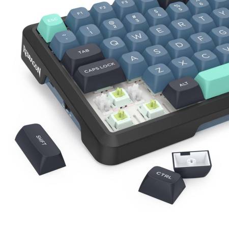 Bluetooth и безжична механична геймърска клавиатура Redragon Behemoth Pro K724GBG-RGB-PRO с RGB осветление - черна със зелено