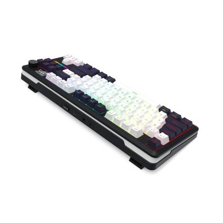Bluetooth и безжична механична геймърска клавиатура Redragon Wildslash LCD Pro K746WB-RGB-PRO RGB осветление - черна с бяло