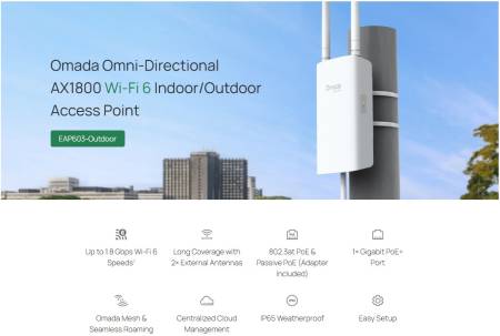 Точка за достъп TP-Link Omada EAP603-Outdoor за вътрешна/външна употреба WiFi 6 AX1800