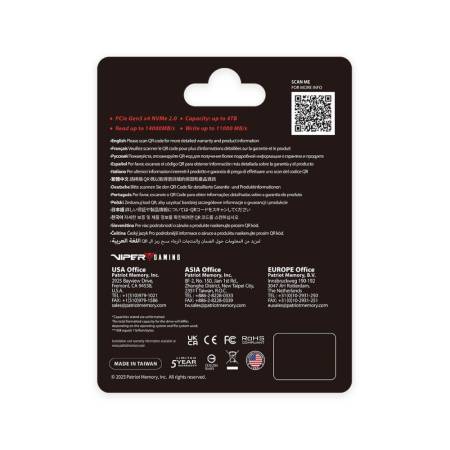 Patriot Viper PV563 4TB M.2 2280 PCIe Gen5 x4 SSD