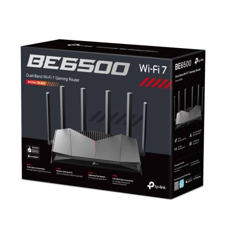 Двубандов Wi-Fi 7 геймърски рутер TP-Link Archer GE400 BE6500
