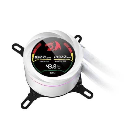 Водно охлаждане за процесор Redragon CCW-1017 с aRGB осветление и дисплей - бял