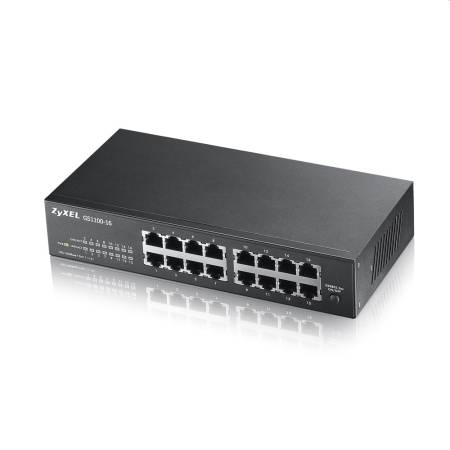 ZyXEL GS1100-16 v3 16-port Gigabit Unmanaged Switch + Lanberg patch cord CAT.6 FTP 3m