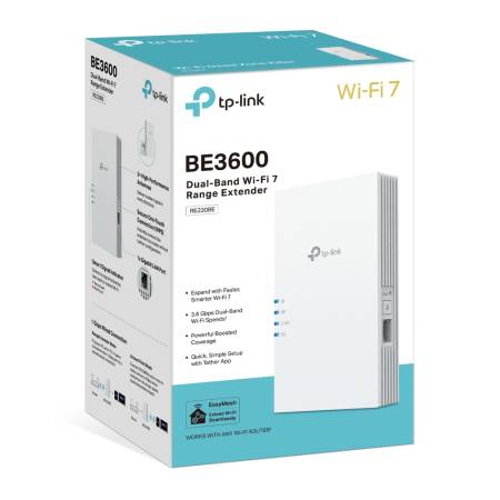 Двубандов Удължител на обхват Wi-Fi 7 TP-Link RE220BE BE3600