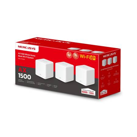 Безжична Wi-Fi 6 Mesh система Mercusys Halo H1500X(2-pack) AX1500