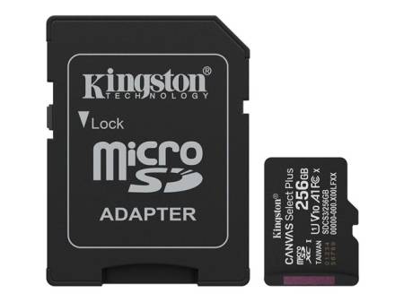 KINGSTON 256GB microSDXC Canvas Select Plus Gen3 150MB/s A1 Card + Adapter