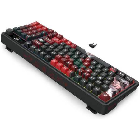Bluetooth и безжична механична геймърска клавиатура Redragon Artemis Pro Anime AK K719AK-RGB-PRO с червено RGB осветление - черна