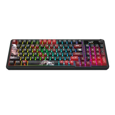 Bluetooth и безжична механична геймърска клавиатура Redragon Artemis Pro Anime AK K719AK-RGB-PRO с червено RGB осветление - черна