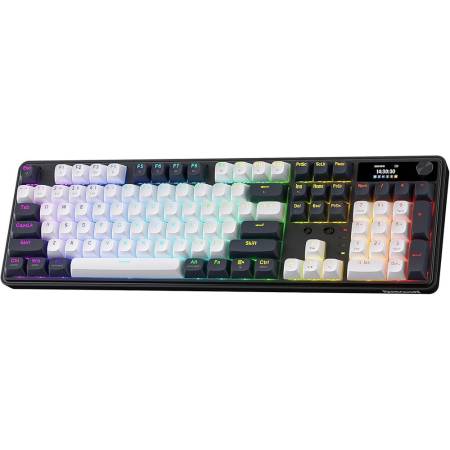 Bluetooth и безжична механична геймърска клавиатура Redragon Wyvern K761WB-RGB-PRO с бяло RGB осветление - черна