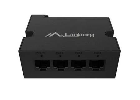Lanberg Switch POE Extender DIN-GE4-BT-90W 1 x IN 3 x OUT Gigabit Ethernet DIN Rail BT 90W Metal Clips
