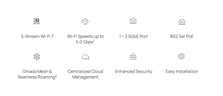 Точка за достъп Wi-Fi 7 за монтаж на таван TP-Link Omada EAP727 BE5000