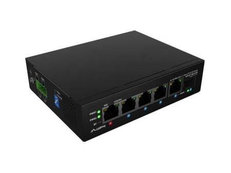Lanberg Switch ILFE-4P-1Ge-1S-90 POE 1 x BT 3 x AT SFP/ETH DIN Unmanagment Fast Ethernet