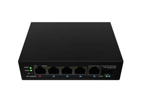 Lanberg Switch ILFE-4P-1Ge-1S-90 POE 1 x BT 3 x AT SFP/ETH DIN Unmanagment Fast Ethernet