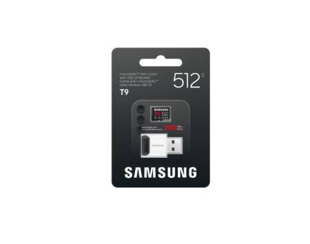 Samsung 512GB micro SD Card T9 UHS-I Read 200MB/s - Write 130MB/s Class 10 U3 V30 A2 with USB Reader