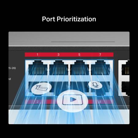 24-портов 10/100 Mbps + 2-портов Gigabit Rackmount комутатор с 24 PoE+ порта Mercusys MS126CP