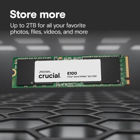 SSD диск Crucial E100 480GB SSD PCIe 4.0 Gen4 M.2 2280 NVMe