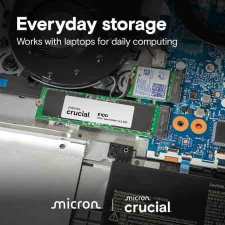 SSD диск Crucial E100 480GB SSD PCIe 4.0 Gen4 M.2 2280 NVMe