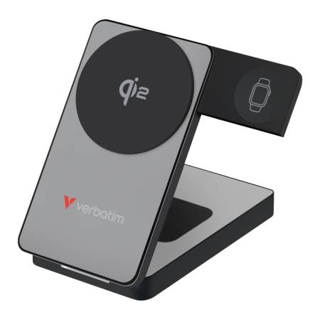 Verbatim Foldable 3-in-1 Qi2 Magnetic Wireless Power Bank 10000 mAh Grey