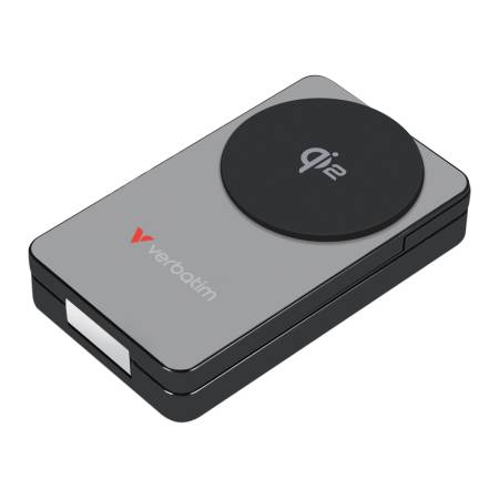 Verbatim Foldable 3-in-1 Qi2 Magnetic Wireless Power Bank 10000 mAh Grey