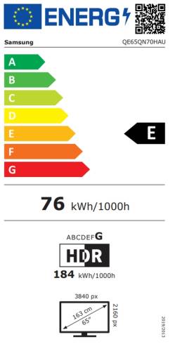 Samsung 65" 65QN70H QLED UHD 4K Quantum Mini LED AI Smart 50Hz 2026 Black