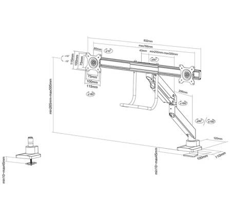 Neomounts Monitor arm 10-32" - gas spring - Topfix - 180&deg;-stop