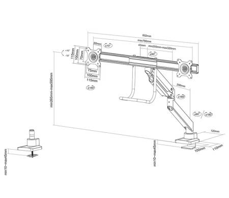 Neomounts Monitor arm 10-32" - gas spring - Topfix - 180&deg;-stop