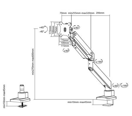 Neomounts Monitor arm 10-49" - gas spring - Topfix - 180&deg;-stop