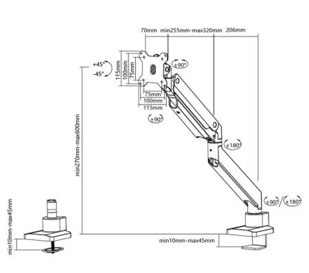 Neomounts Monitor arm 10-49" - gas spring - Topfix - 180&deg;-stop