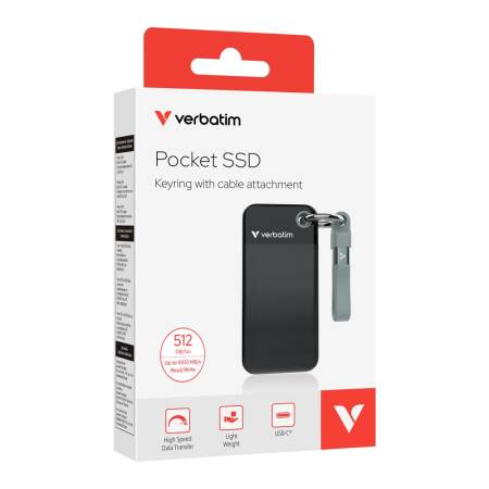 Verbatim Pocket SSD USB 3.2 Gen 2 512GB Black/Grey