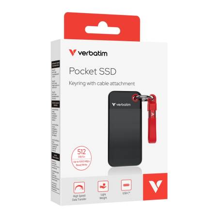 Verbatim Pocket SSD USB 3.2 Gen 2 512GB Black/Red