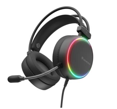 Genesis Headset Neon 614 With Microphone RGB Illumination Black USB