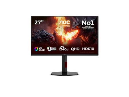AOC Q27G4ZDR 27inch OLED 2560x1440 240Hz Adaptive Sync Response time GtG 0.03ms 2 x USB-A 1 x USB-B HDMI 2.1 x 2 DisplayPort 1.4 x 1